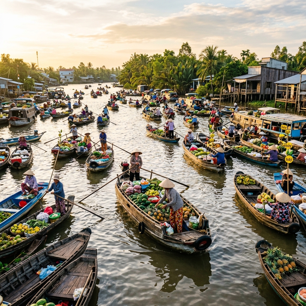 Chợ nổi và đời sống sông nước tại Cần Thơ, đồng bằng sông Cửu Long, Việt Nam